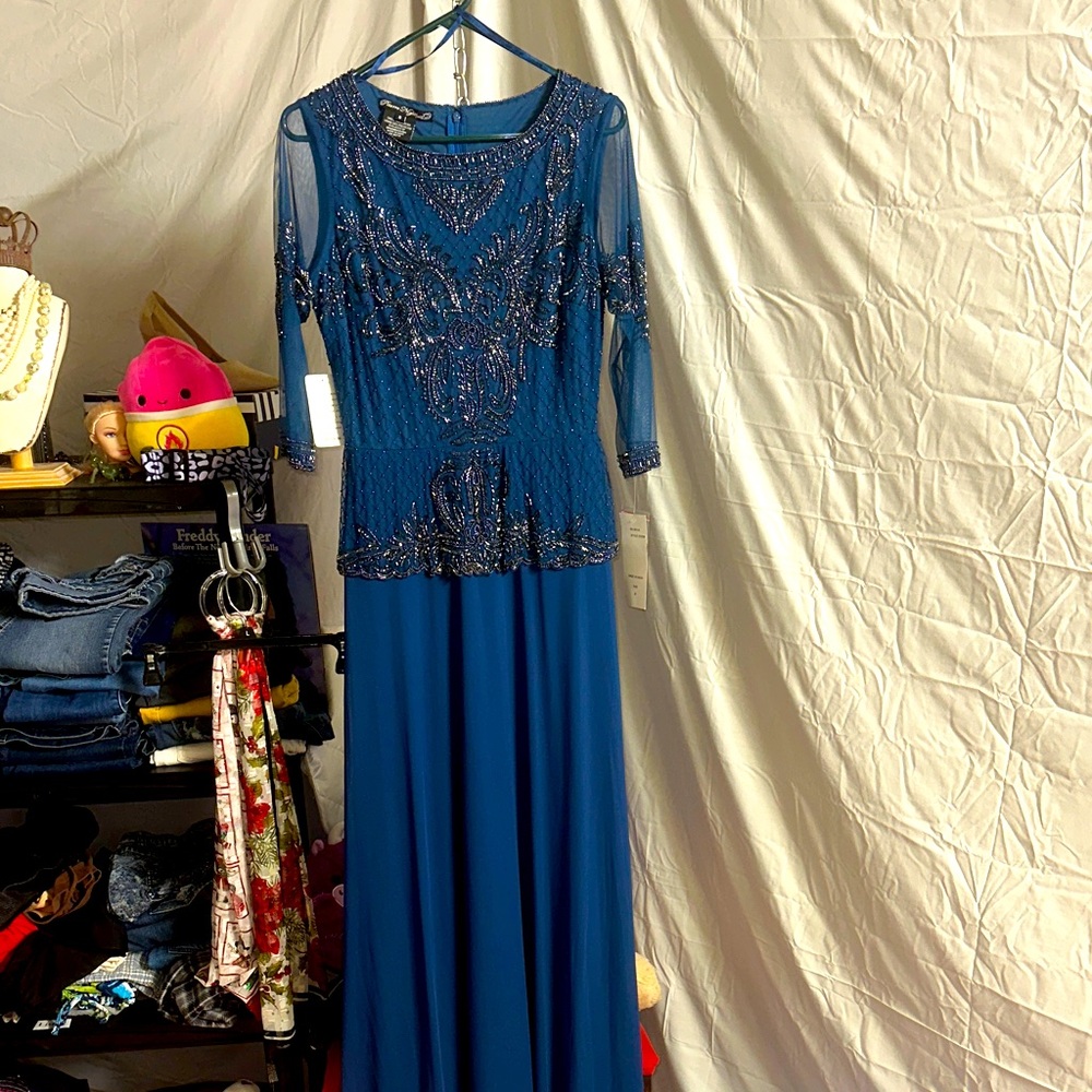Pisarro Nights Royal Blue Long Sleeve Dress NWT